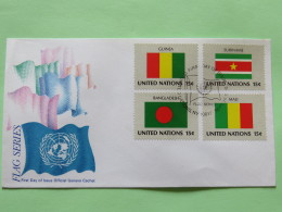 United Nations (New York) 1980 FDC Cover - Flags - Guinea - Suriname - Bangladesh - Mali - Brieven En Documenten