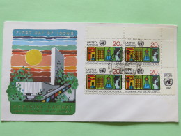 United Nations (New York) 1980 FDC Cover - Economic And Social Council - ECOSOC - Corner Block - Chemistry Agriculture - Brieven En Documenten