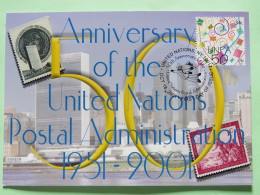 United Nations (New York) 2001 FDC Maxicard - UN Postal Administration 50 Anniversary - Brieven En Documenten