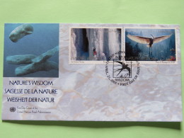 United Nations (New York) 2005 FDC Cover - Nature Wisdom - Ice Climber In Norway - Egret In Japan - Whales Ilustration - Storia Postale