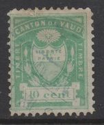 R257.-. SWITZERLAND.-. CANTON DE VAUD - 10C. GREEN- FISCAL STAMP - USED - Revenue Stamps