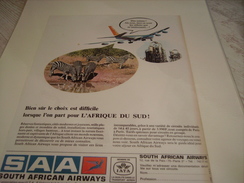 ANCIENNE PUBLICITE  SOUTH AFRICAN AIRWAYS 1968 - Pubblicità