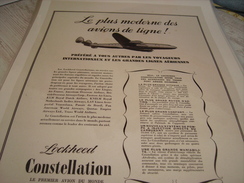 ANCIENNE PUBLICITE AVION CONSTELLATION - Publicités