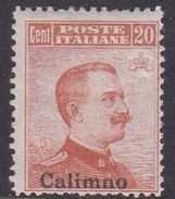 Italy-Colonies And Territories-Aegean-Calino S9 1917 20c Brown Orange No Watermark MH - Egée (Calino)