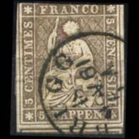 SWITZERLAND 1855 - Scott# 25 Helvetia 5r Used - Used Stamps