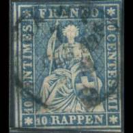 SWITZERLAND 1858 - Scott# 37 Helvetia 10r Used Margin Cut - Usati