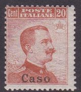 Italy-Colonies And Territories-Aegean-Caso S9 1917 20c Brown Orange No Watermark MH - Ägäis (Caso)