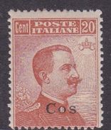 Italy-Colonies And Territories-Aegean-Coo S 11  1921 20c Brown Orange Watermark MNH - Aegean (Coo)