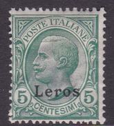 Italy-Colonies And Territories-Aegean-Lero S 2  1912  5c Green MH - Egée (Lero)