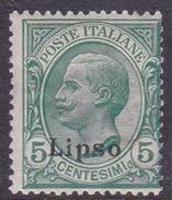 Italy-Colonies And Territories-Aegean-Lipso S 2  1912 5c Green MH - Ägäis (Lipso)