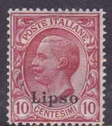 Italy-Colonies And Territories-Aegean-Lipso S3 1912 10 Claret MH - Aegean (Lipso)