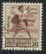 REPUBBLICA SOCIALE CLN MACCAGNO COMITATO DI LIBERAZIONE NAZIONALE 1945 CENT. 30 C USATO USED OBLITERE' - Centraal Comité Van Het Nationaal Verzet (CLN)