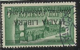 REPUBBLICA SOCIALE CLN COMITATO DI LIBERAZIONE NAZIONALE 1944 ITALIA LIBERA RAVENNA ESPRESSO LIRE 1,25 USATO USED OBLIT - Comite De Liberación Nacional (CLN)