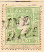 ITALIE (LOMBARDO-VENETIE) - 1850 - N° 12 - 3 S. Vert - (Type II)ITALIE (LOMBARDO-VENETIE) - 1858-62 - Lombardo-Veneto