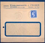 1954 , LUXEMBURGO , SOBRE COMERCIAL CIRCULADO DESDE TÉTANGE , ÉTABLISSEMENTS J. FRISER - Briefe U. Dokumente
