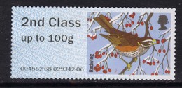 GB 2015 QE2 2nd Class Up To 100 Gm Post & Go Redwing Bird No Gum ( B717 ) - Post & Go Stamps