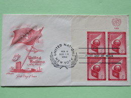 United Nations (New York) 1959 FDC Cover - Air Mail 5c - Plane Flag - Winged Earth Globe - Covers & Documents