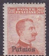 Italy-Colonies And Territories-Aegean-Patmo S9 1917 20c Brown Orange No Watermark MH - Egeo (Patmo)