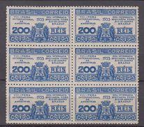 Brazil Brasil Mi# 439 ** MNH Block Of 6 FEIRA DES AMOSTRAS 1935 - Unused Stamps