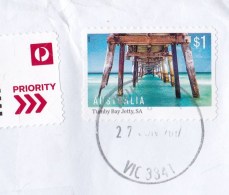 Australia 2017 Tumby Bay Jetty $1 Self-adhesive On Priority Domestic Registered Envelope - Covers & Documents