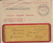 LETTRE TELEGRAPHE DE 1940 POUR PULLY - V/IMAGE - EN L'ETAT - Télégraphe