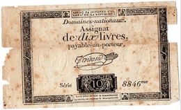 Domaines Nationaux  Assignat De 10 Livres  Loi Du 24/10/1792  An 1er De La Republique Série N° 8846 - Assignats