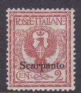 Italy-Colonies And Territories-Aegean-Scarpanto S 1  1912  2c Red Brown MH - Ägäis (Scarpanto)