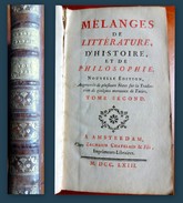 ALEMBERT (Jean D'). Mélanges De Littérature, D'Histoire, Et De Philosophie. Tome Second. - 1701-1800