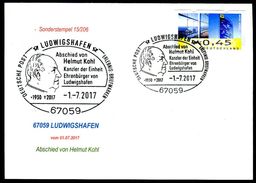 81738) BRD - Karte - SoST 67059 LUDWIGSHAFEN Vom 01.07.2017 - Abschied Von Helmut Kohl, Kanzler Der Einheit - Machine Stamps (ATM)