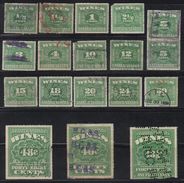 R272.-. USA- 1934- WINE STAMPS LOT X 18 STAMPS- USED -1/5  CENT. TO 43 1/5 CENTS. - Revenues