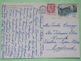 Finland 1986 Postcard ""Nummela - Park"" To England - Lion Arms - Europa CEPT Seal - Cartas & Documentos