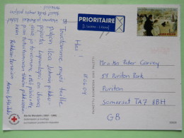 Finland 2004 Postcard ""child Painting By Martta Wendelin - Red Cross"" To England - Luxembourg Gardens By Albert Edelfe - Briefe U. Dokumente