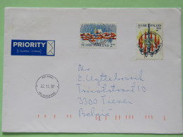 Finland 1997 Cover Helsinki To Belgium - Christmas - Candles Candelabra - Village - Covers & Documents