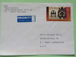 Finland 2007 Cover Helsinki To Germany - Woodwork - Joint Issue With Hong Kong - Chair With Dragon Design - Storia Postale