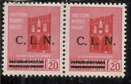 ITALY ITALIA 1945 CLN TORINO MONUMENTS DESTROYED OVERPRINTED MONUMENTI DISTRUTTI SOPRASTAMPATO 20 CENT. COPPIA PAIR MNH - National Liberation Committee (CLN)