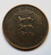 PIECE - STATE OF JERSEY - 1/24° DE SHILLING - 1877 - VICTORIA - ARMOIRIE - Jersey