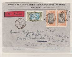 COTE D'IVOIRE LETTRE A DESTINATION DE LA FRANCE AVEC SURTAXE AERIENNE OBL ABIDJAN 31/7 - Covers & Documents