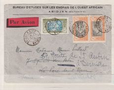 COTE D'IVOIRE LETTRE A DESTINATION DE LA FRANCE AVEC SURTAXE AERIENNE OBL ABIDJAN 31/7 - Lettres & Documents