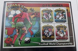 North Korea 1982 Football World Cup Espana 1982 Sheetlet With OVERPRINT 1-4th Place MNH Michel 2094-2097 - 1982 – Spain