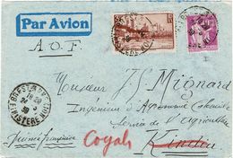 CTN-51B / GUINEE FR.SE LETTRE AVION BREST / KINDIA 24/3/1939 ROUTEE SUR COYAH - Cartas & Documentos