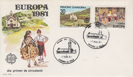 Enveloppe  1er  Jour  ANDORRE   Espagnol    Paire    EUROPA    1981 - Other & Unclassified