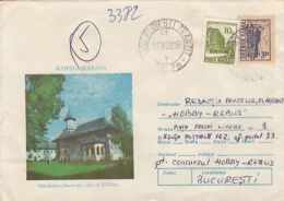 64281- SUCEVITA MONASTERY, ARCHITECTURE, COVER STATIONERY, 1993, ROMANIA - Abbayes & Monastères