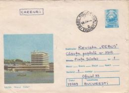 64338- TULCEA DELTA HOTEL, BOAT, TOURISM, COVER STATIONERY, 1986, ROMANIA - Hotel- & Gaststättengewerbe