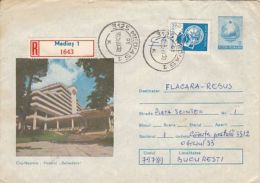 64352- CLUJ NAPOCA BELVEDERE HOTEL, TOURISM, REGISTERED COVER STATIONERY, 1987, ROMANIA - Hotel- & Gaststättengewerbe