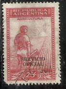 ARGENTINA 1938 1954 OFFICIAL STAMPS SERVICIO OFICIAL AGRICULTURE CENT. 25c USATO USED OBLITERE' - Service
