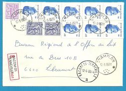 1850+1904+2069 Op Brief Aangetekend Met Sterstempel (Relais) * CHAMPLON * Met Aantekenstrook BACCONFOY-TENNEVILLE - 1981-1990 Velghe