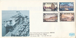 Hong Kong FDC 12-1-1982 Complete Set Of 4 Port Of Hong Kong Past And Present With Cachet - FDC