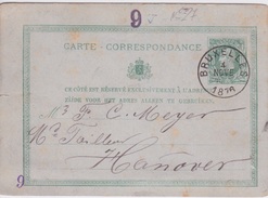 1876 - BELGIQUE -10 CENTIMES SUR CARTE LETTRE - CORRESPONDANCE POUR PARIS -  OBLITERATION TIMBRE N°27 - 1869-1883 Léopold II