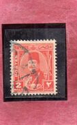 EGYPT EGITTO 1944 1950 KING FAROUK RE ROI 2m RED ORG USATO USED OBLITERE' - Usati