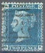 GB - 1858/64 Victoria - Y&T  27  Filigrane Grande Couronne Lettres K O Cote 110 € - Voir 2 (scans) - Usados